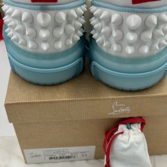 Christian Louboutin Mens Astroloubi leather trim Light Blue and White Sneakers. - Picture 7 of 8